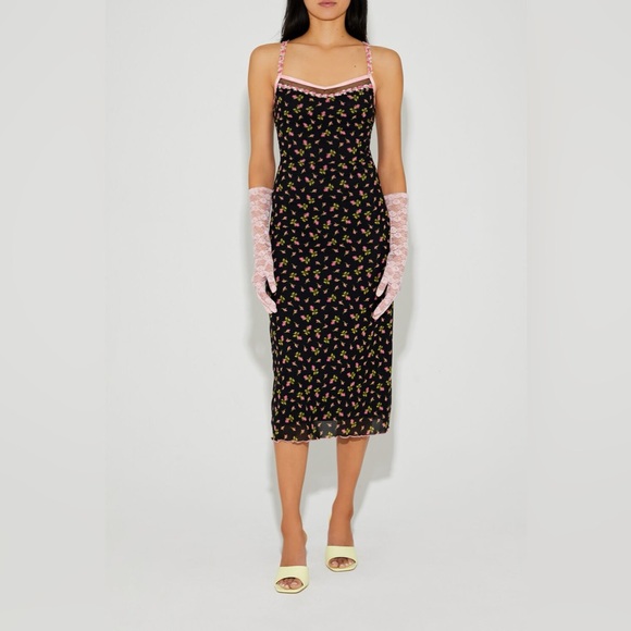Betsey Johnson Dresses & Skirts - Betsey Johnson x forever 21 Black Floral Midi Slip Dress
